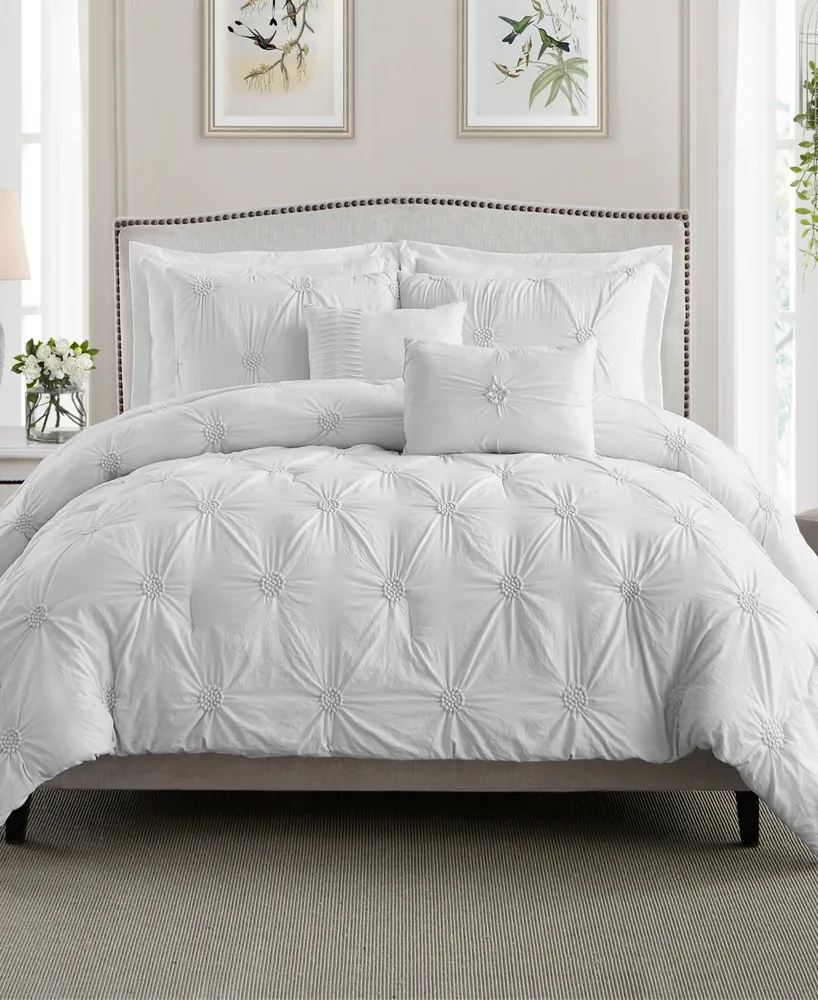 Cathay Home Inc. Floral Pintuck Comforter Set, King/California King