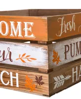 Glitzhome S/2 Wooden Pumpkin Crate