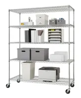 Trinity Basics Ecostorage 5-Tier Wire Shelving Rack with Nsf Includes Wheels