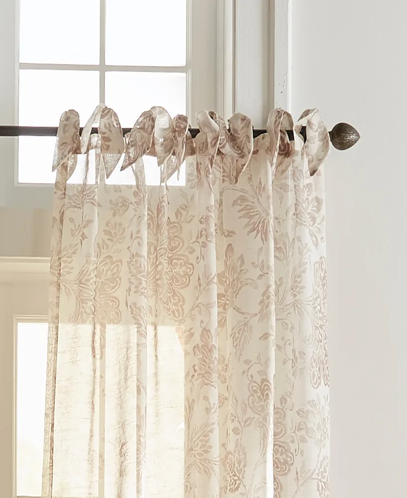 Elrene Westport Floral Tie-Top Sheer Window Curtain