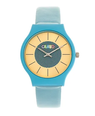 Crayo Unisex Trinity Powder Blue Leatherette Strap Watch 36mm