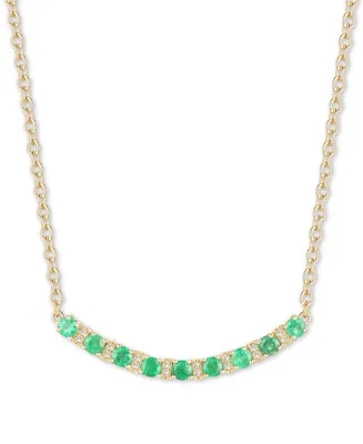 Sapphire (1-1/5 ct. t.w.) & Diamond (1/20 ct. t.w.) Curved Bar 17" Pendant Necklace in 14k Gold (Also in Emerald)