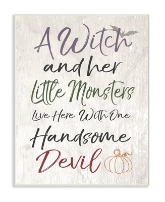 Stupell Industries A Witch, Little Monsters, and a Handsome Devil Wall Plaque Art, 10" x 15"