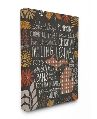 Stupell Industries Michigan Fall Typography Canvas Wall Art