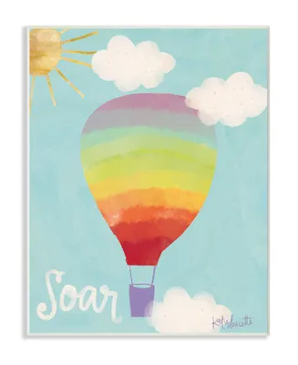 Stupell Industries Soar Rainbow Hot Air Balloon Wall Plaque Art, 10" x 15"