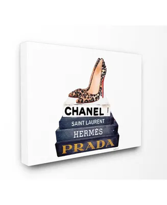 Stupell Industries Glam Fashion Book Set Leopard Pumps Heels Canvas Wall Art