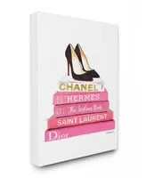 Stupell Industries Glam Pink Fashion Books Black Pump Hells Canvas Wall Art, 16" x 20"