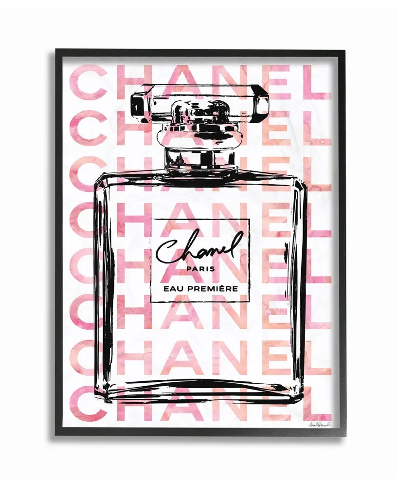 Stupell Industries Glam Perfume Bottle with Words Pink Black Framed Giclee Art, 16" x 20"