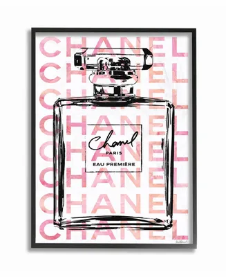 Stupell Industries Glam Perfume Bottle with Words Pink Black Framed Giclee Art, 16" x 20"