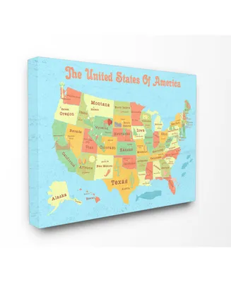 Stupell Industries United States of America Usa Kids Map Canvas Wall Art, 24" x 30"