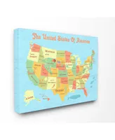 Stupell Industries United States of America Usa Kids Map Canvas Wall Art, 24" x 30"