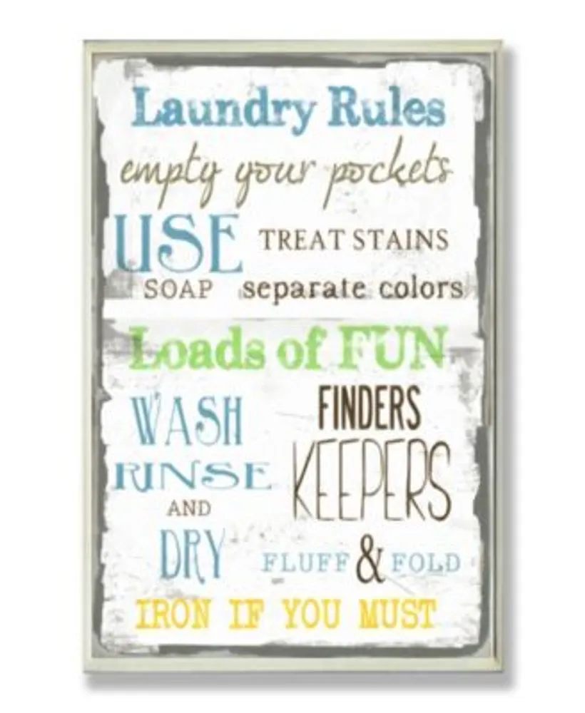 Stupell Industries Home Decor Laundry Rules Typography Bathroom Wall Art Collection