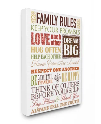 Stupell Industries Home Decor Family Rules Autumn Colors Cavnas Wall Art, 16" x 20"
