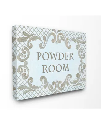 Stupell Industries Home Decor Powder Room Aqua and Gold Lattice Bathroom Canvas Wall Art, 16" x 20"