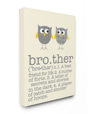 Stupell Industries Home Decor Definition Of Brother with Two Gray Owls Canvas Wall Art, 24" x 30"