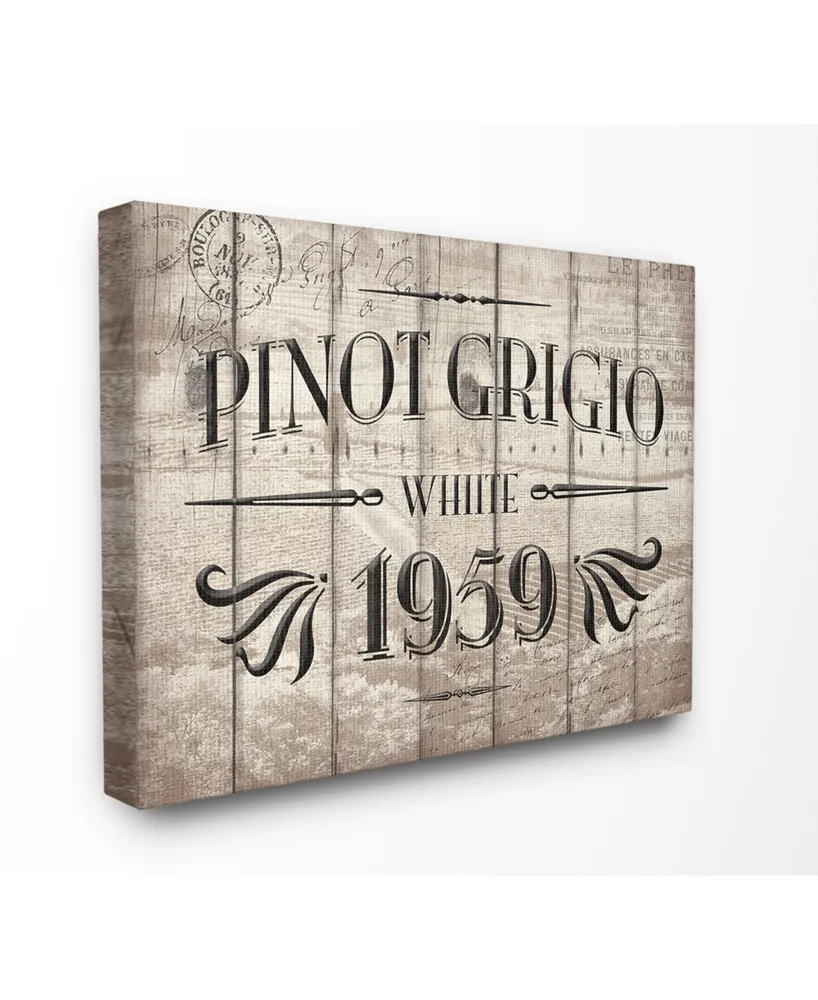 Stupell Industries Home Decor Pinot Grigio Barrel Label Wine Kitchen Canvas Wall Art, 24" x 30"