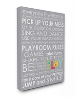 Stupell Industries Home Decor Everyone Is Welcome Playroom Rules on Gray Canvas Wall Art, 30" x 40"