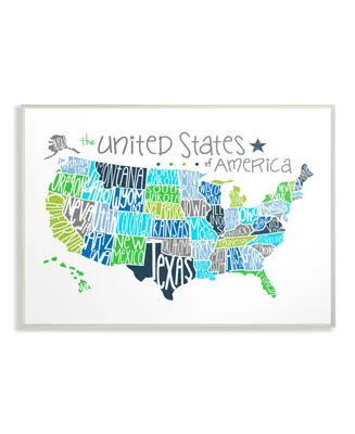 Stupell Industries United States Map Colored Typography Wall Plaque Art, 10" x 15"