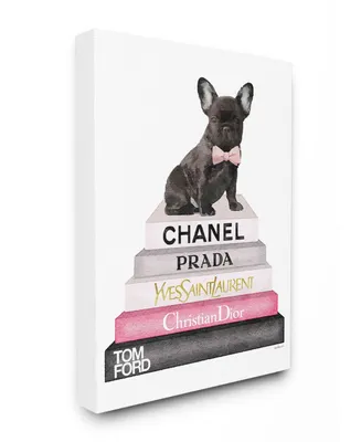 Stupell Industries Book Stack Fashion French Bulldog Canvas Wall Art