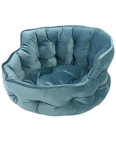 Details Ultra Plush Mini Tufted Velvet Round Cuddler Pet Bed, Dog Bed for Small Dogs and Cats