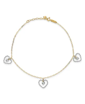 Heart Anklet in 14k Yellow and White Gold