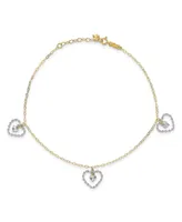 Heart Anklet in 14k Yellow and White Gold
