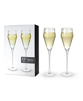 Viski Raye Angled Crystal Prosecco Glasses Set of 2, 8 Oz