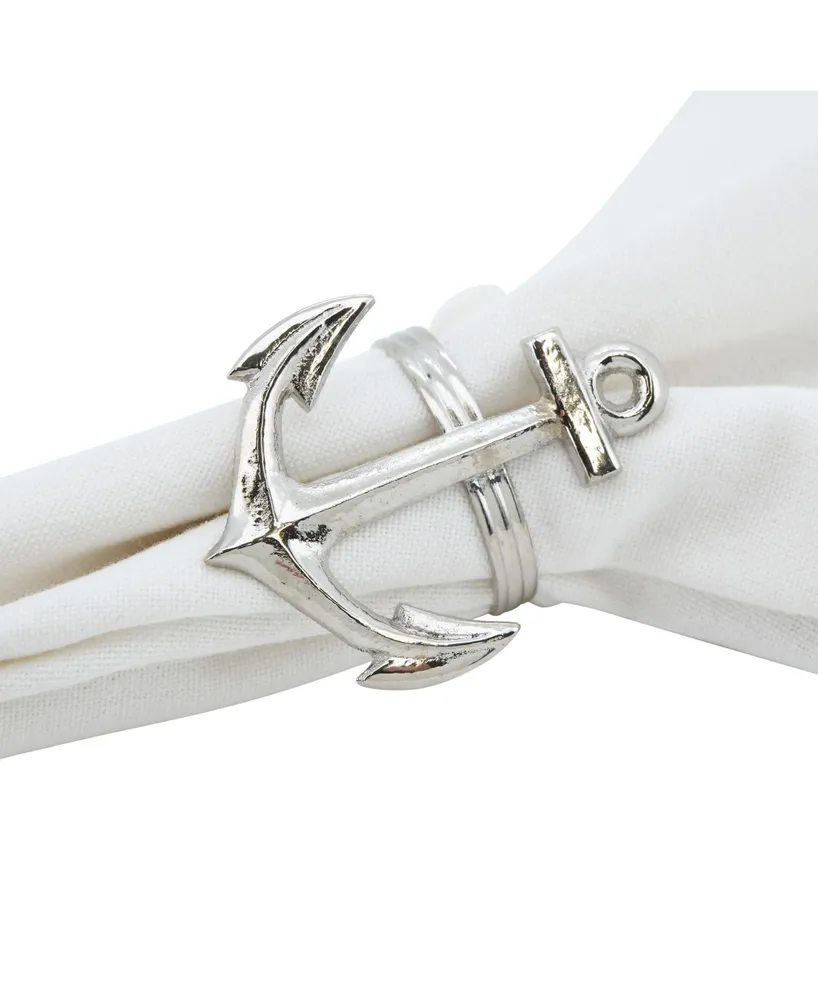 Saro Lifestyle Anchor Design Napkin Ring, Set of 4