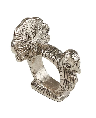 Saro Lifestyle Table Napkin Ring with Turkey Design, Set of 4