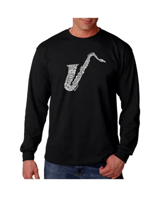 La Pop Art Men's Word Long Sleeve T-Shirt- Saxophone