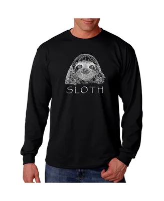 La Pop Art Men's Word Long Sleeve T-Shirt- Sloth