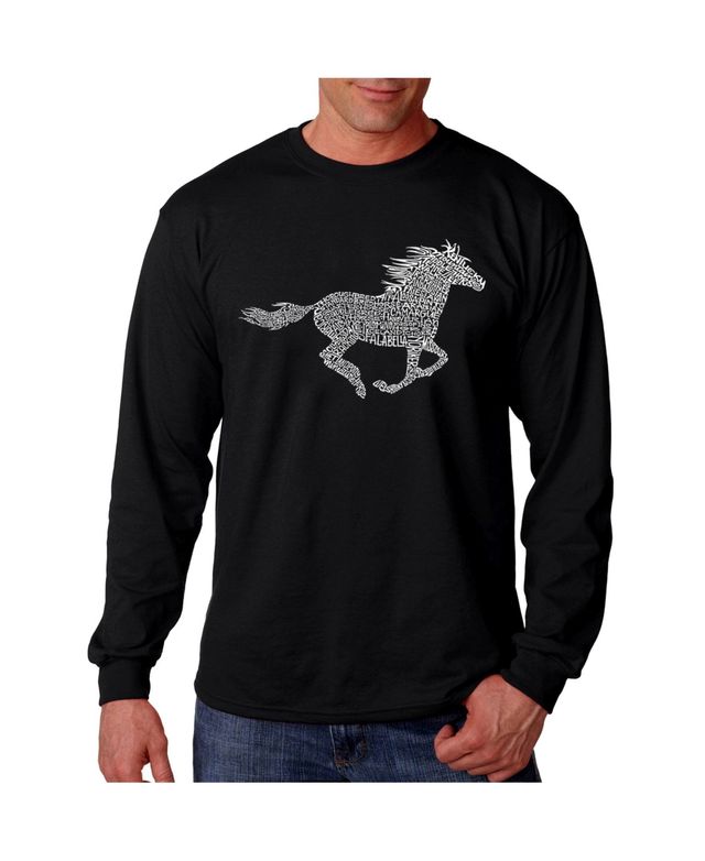 La Pop Art Men's Word Long Sleeve T-Shirt- Mustang
