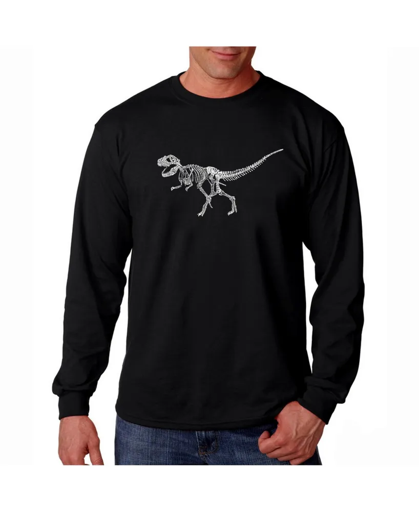 La Pop Art Men's Word Long Sleeve T-Shirt - Dinosaur T-Rex Skeleton