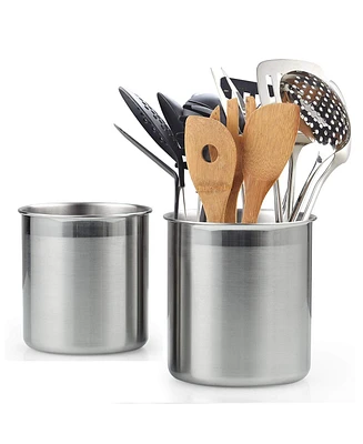 Cook N Home 2PC Stainless Steel Utensil Holder Set, Silver