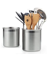 Cook N Home 2PC Stainless Steel Utensil Holder Set, Silver