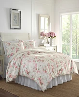 Laura Ashley Wisteria Faux Velour 3 Piece Comforter Set, King