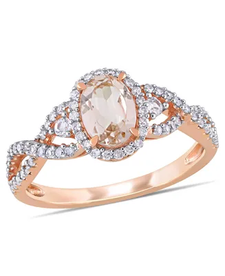 Morganite (3/4 ct. t.w.) White Sapphire (1/20 and Diamond (1/3 3-Stone Infinity Ring 10k Rose Gold