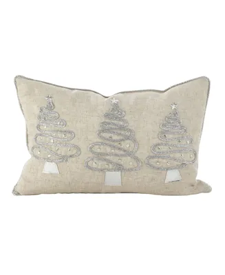 Saro Lifestyle Silver Christmas Tree Trio Decorative Pillow, 12" x 18"