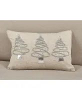 Saro Lifestyle Silver Christmas Tree Trio Decorative Pillow, 12" x 18"