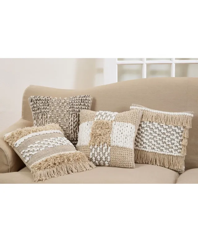 18x18 Cotton Moroccan Design Square Pillow Cover Natural - Saro