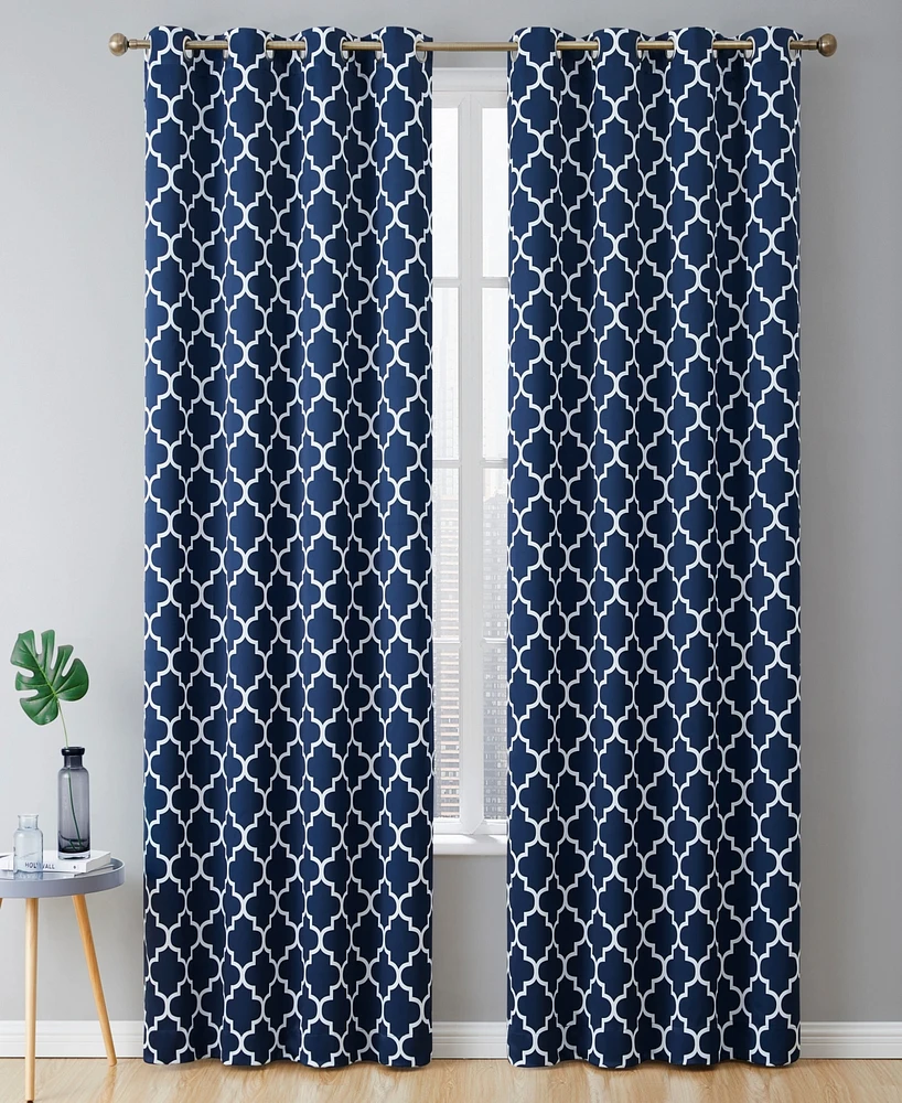 Hlc.me Lattice Print Drape Blackout Curtains Pattern - Weather Insulated Curtains