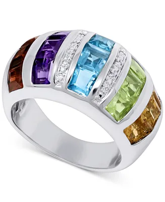 Multi-Gemstone (4-3/4 ct. t.w.) & Diamond Accent Statement Ring Sterling Silver
