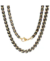 Steeltime Men's black Ip and 18k gold Plated Stainless Steel 24" Byzantine Chain Necklaces