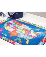 Eric Carle Elementary Usa Map Blue 6'6" x 9'5" Area Rug