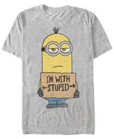 Minions Illumination Men's Despicable Me I'M With Stupid Short Sleeve T-Shirt