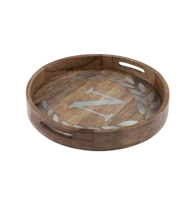 The Gg Collection Heritage Collection Monogram Mango Wood Round Tray