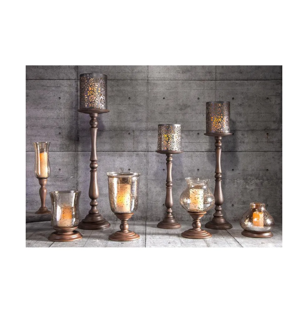 The Gg Collection 10-Inch Acanthus Collection Gold Foil Candle Holder