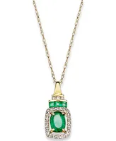 Sapphire (1 ct. t.w.) and Diamond (1/5 Rectangle Pendant Necklace 14k Yellow Gold (Also Emerald)