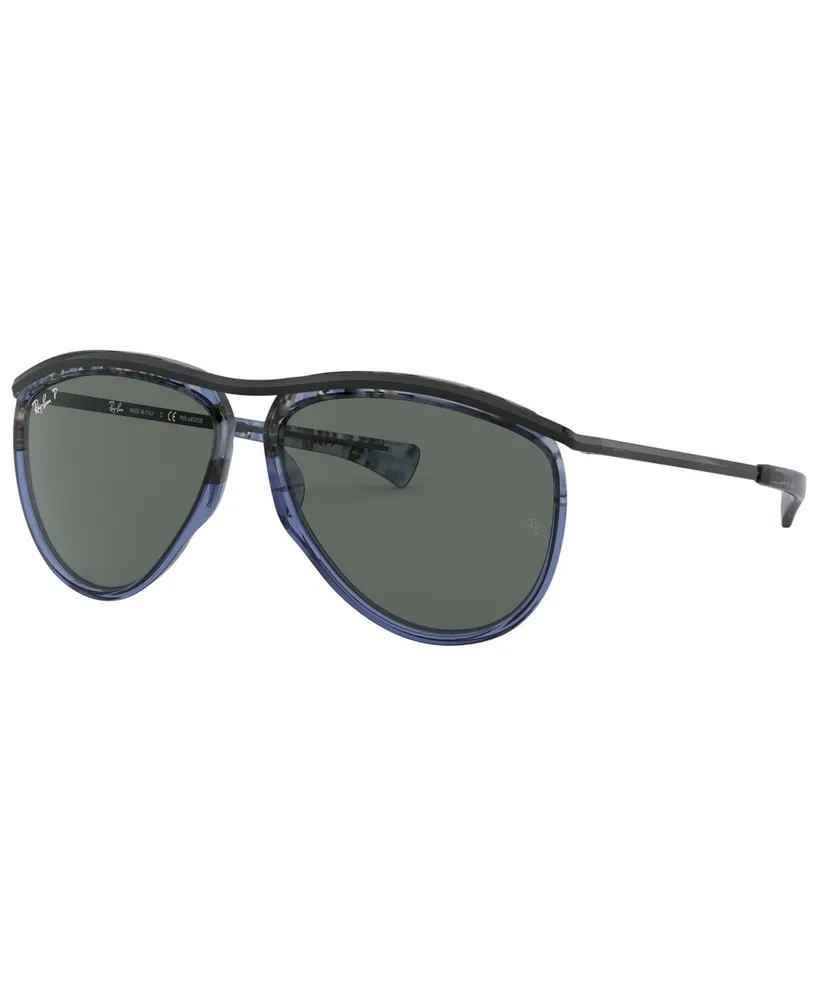 Ray-Ban Unisex Polarized Sunglasses, RB2219 59 Aviator Olympian - Gradient Havana Blue