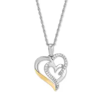 Diamond Heart Pendant Necklace (1/5 ct. t.w.) in Sterling Silver and 14k Gold - Two